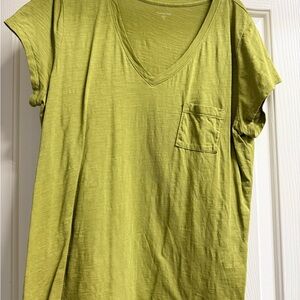 Garnet Hill Lime Weekender V-Neck Tee